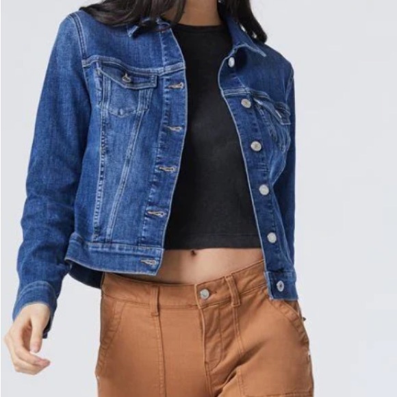 🆕 Mavi Samantha Denim Jacket Cropped | Mid Brushed Feather Blue - Picture 4 of 10